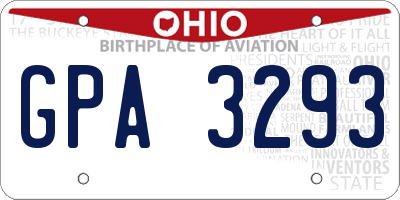 OH license plate GPA3293