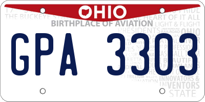 OH license plate GPA3303
