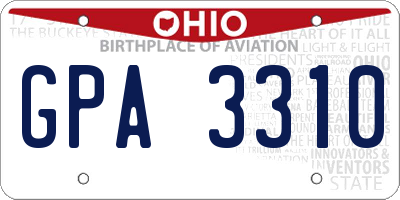 OH license plate GPA3310