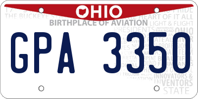 OH license plate GPA3350