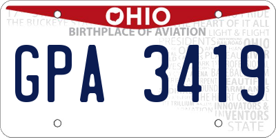 OH license plate GPA3419