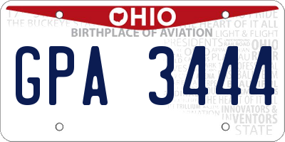OH license plate GPA3444