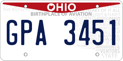 OH license plate GPA3451