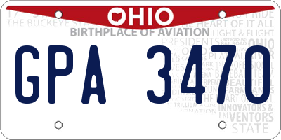 OH license plate GPA3470
