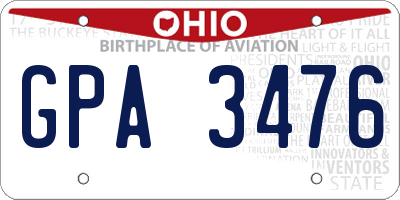 OH license plate GPA3476