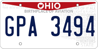 OH license plate GPA3494