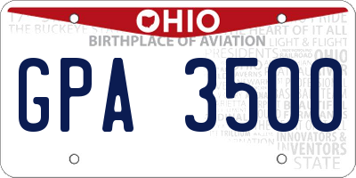 OH license plate GPA3500