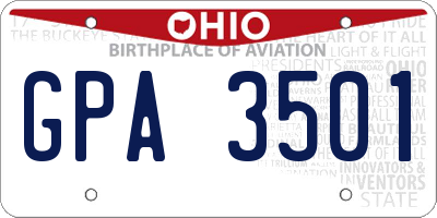 OH license plate GPA3501