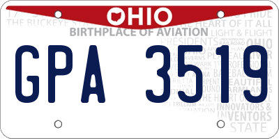OH license plate GPA3519