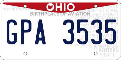 OH license plate GPA3535