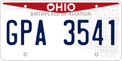 OH license plate GPA3541