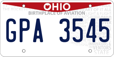 OH license plate GPA3545