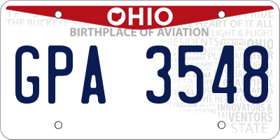 OH license plate GPA3548