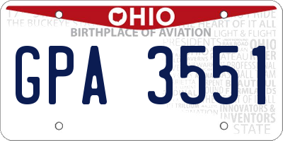 OH license plate GPA3551