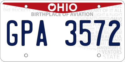 OH license plate GPA3572