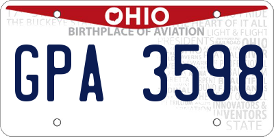 OH license plate GPA3598
