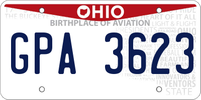 OH license plate GPA3623