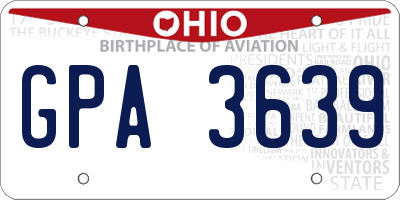 OH license plate GPA3639