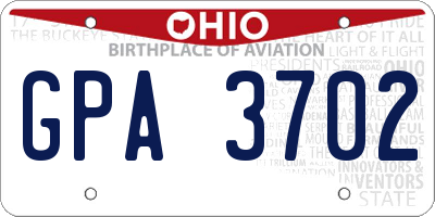 OH license plate GPA3702