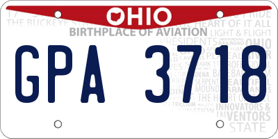 OH license plate GPA3718