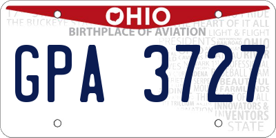 OH license plate GPA3727