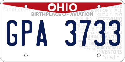 OH license plate GPA3733