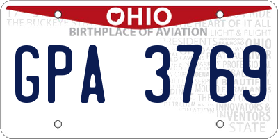 OH license plate GPA3769