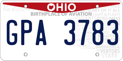 OH license plate GPA3783