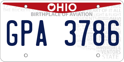 OH license plate GPA3786