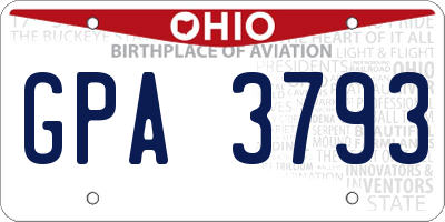 OH license plate GPA3793
