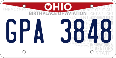 OH license plate GPA3848
