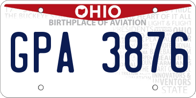 OH license plate GPA3876