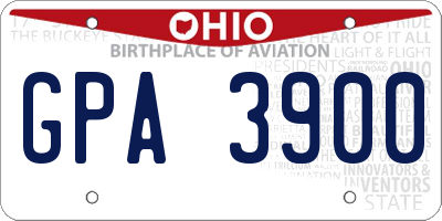 OH license plate GPA3900