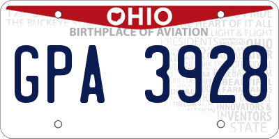 OH license plate GPA3928