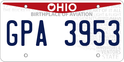 OH license plate GPA3953