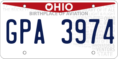 OH license plate GPA3974