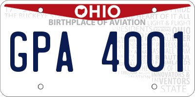 OH license plate GPA4001