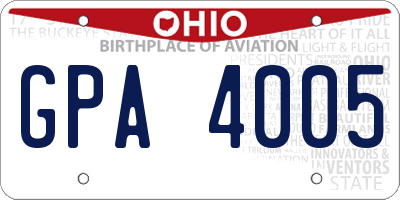 OH license plate GPA4005