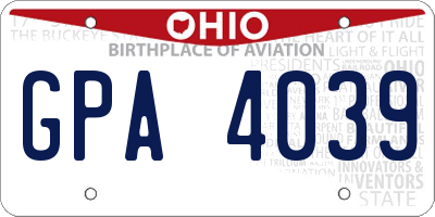 OH license plate GPA4039