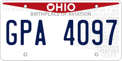 OH license plate GPA4097