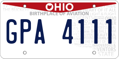 OH license plate GPA4111