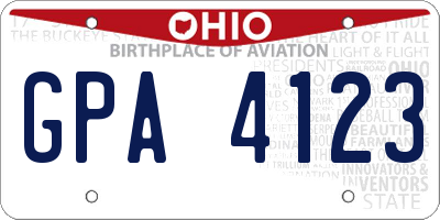 OH license plate GPA4123