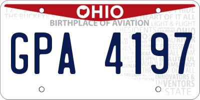OH license plate GPA4197