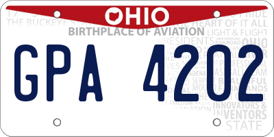 OH license plate GPA4202