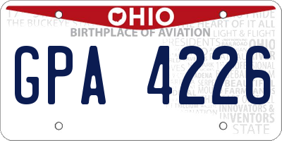 OH license plate GPA4226