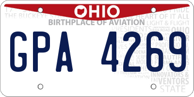 OH license plate GPA4269