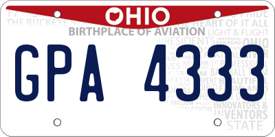 OH license plate GPA4333