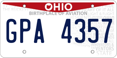 OH license plate GPA4357