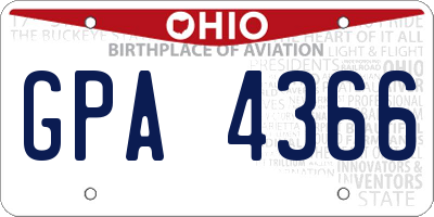 OH license plate GPA4366