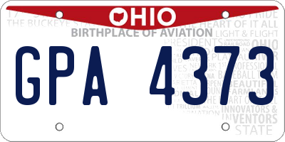 OH license plate GPA4373